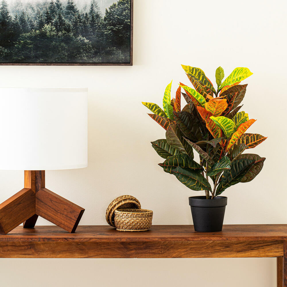 30" Artificial Croton Real Touch Potted Plant