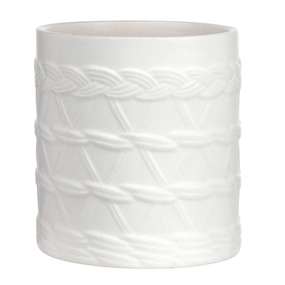 Face to Face Ceramic Embossed Vase - Rattan