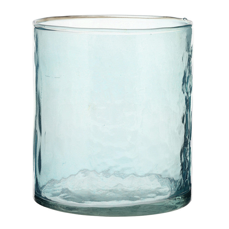 Face to Face Hammered Glass Candle Holder - Blue - Small