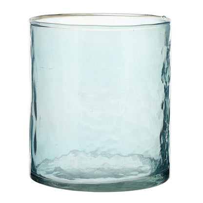 Face to Face Hammered Glass Candle Holder - Blue - Small