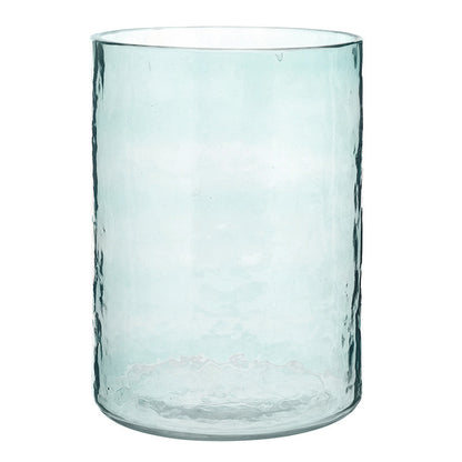 Face to Face Hammered Glass Candle Holder - Blue - Medium