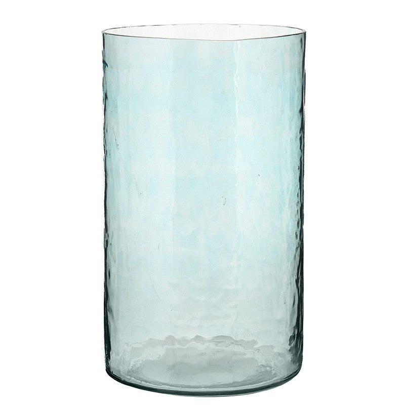 Face to Face Hammered Glass Candle Holder - Blue - Large