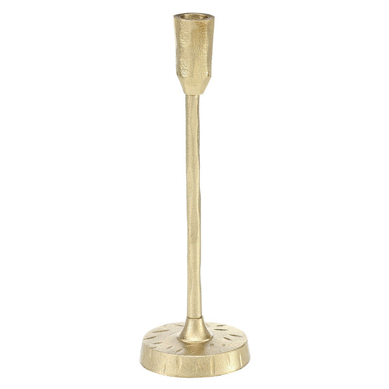 Face to Face Hammered Aluminum Candle Holder - Small - Gold