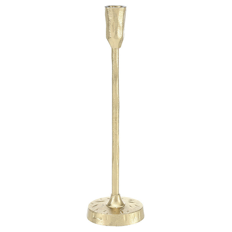 Face to Face Hammered Aluminum Candle Holder - Medium - Gold
