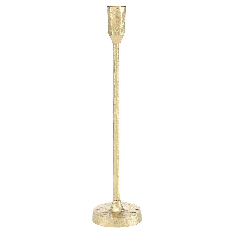 Face to Face Hammered Aluminum Candle Holder - Large - Gold