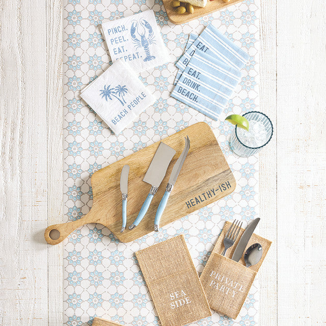 Paper Table Runner - Blue Tile