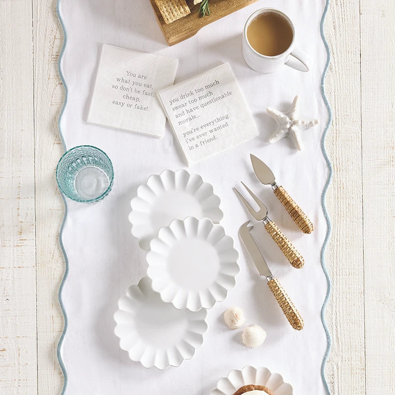 Face to Face Ceramic Appetizer Plates - Scallop - Set of 4