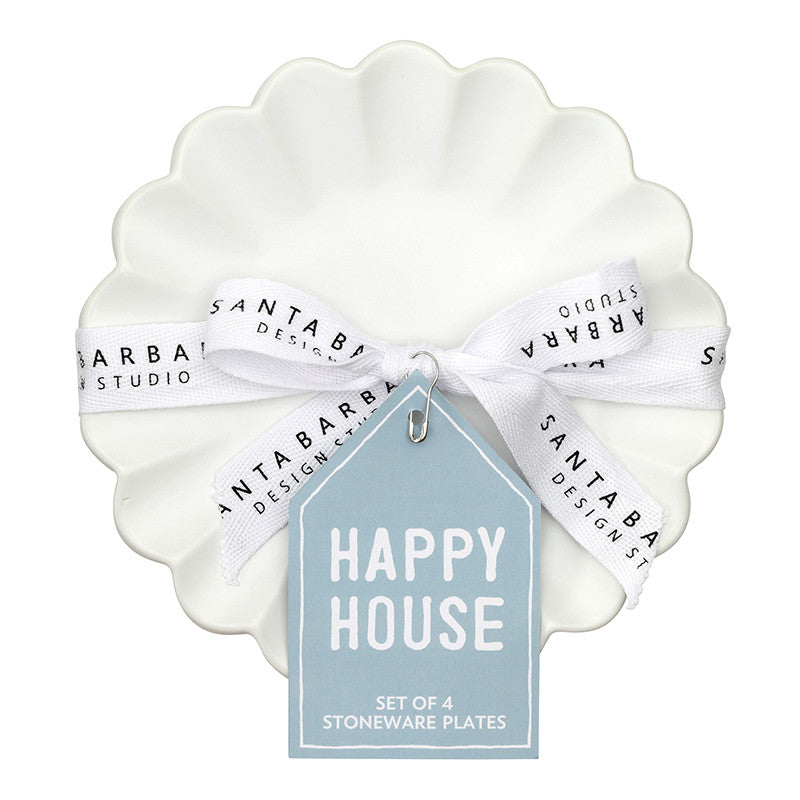 Ceramic Appetizer Plates - Scallop - Set of 4