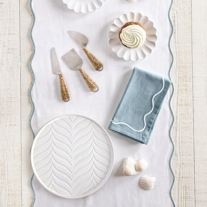Face to Face Embossed Ceramic Platter - Palm Leaves