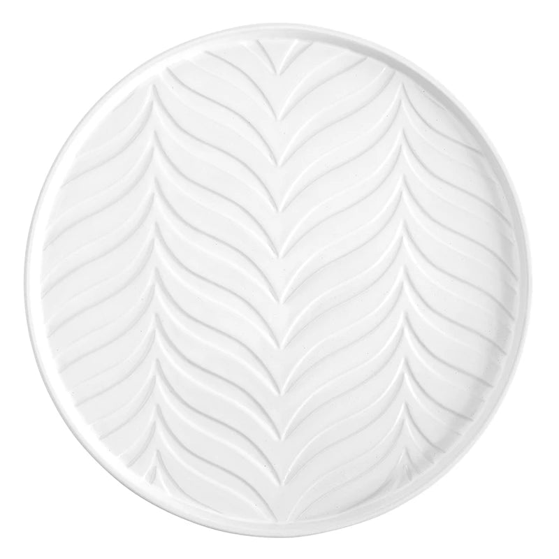 Face to Face Embossed Ceramic Platter - Palm Leaves