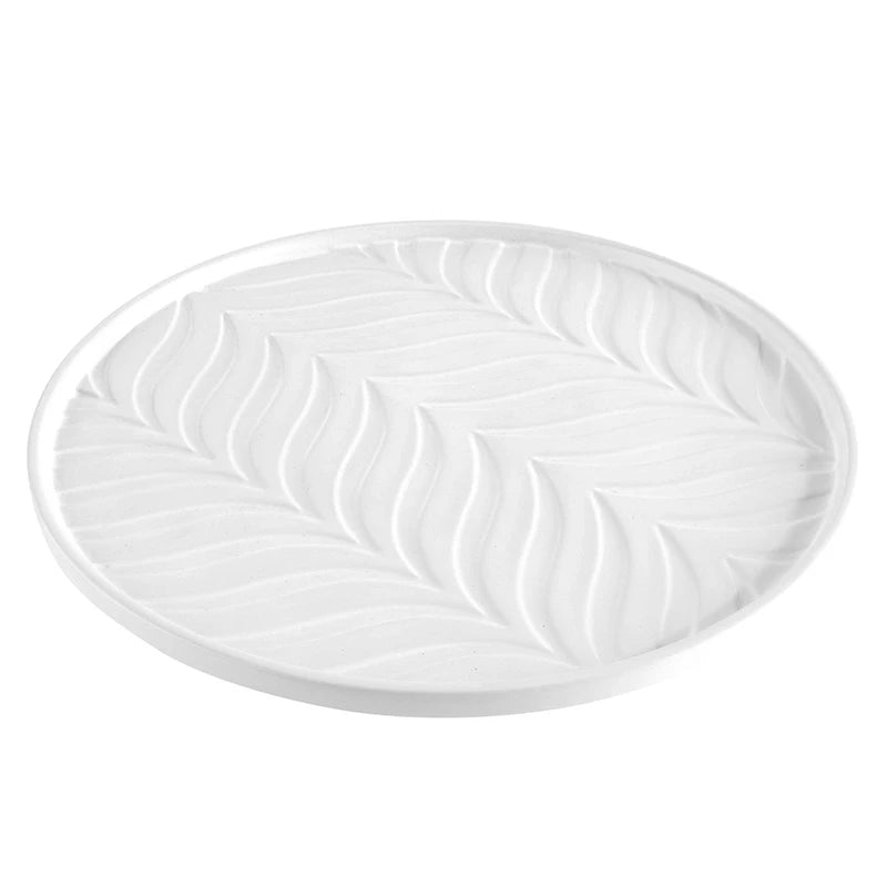 Face to Face Embossed Ceramic Platter - Palm Leaves