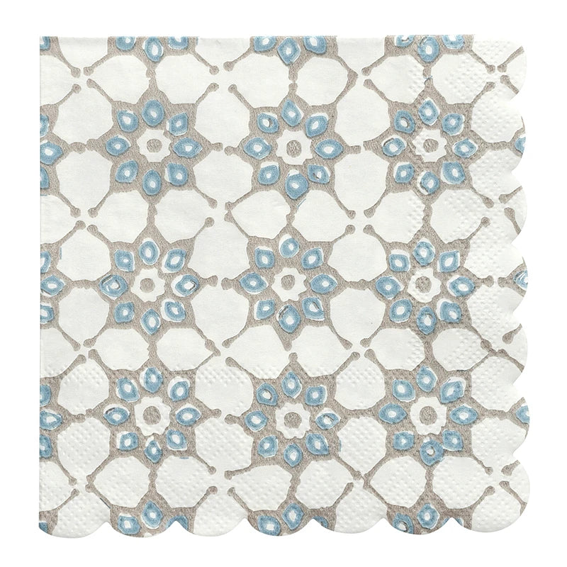 Face to Face Ceramic Tray + Napkins - Blue Tile