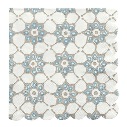Face to Face Ceramic Tray + Napkins - Blue Tile
