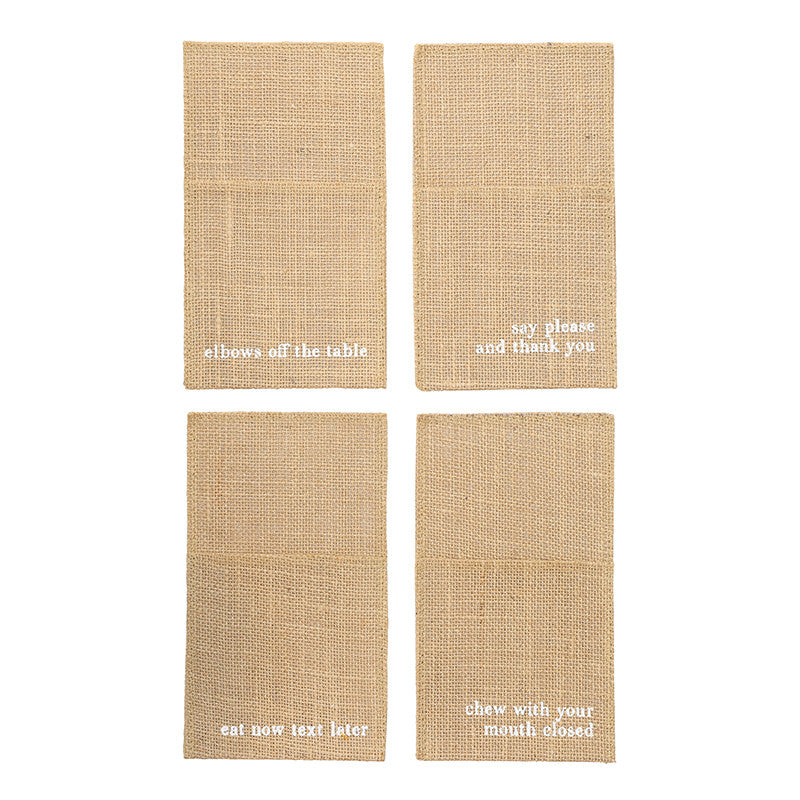 Face to Face Jute Utensil Holder - Manners - Set of 4