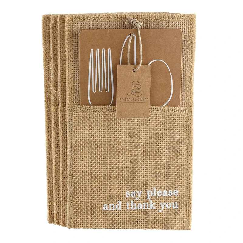 Face to Face Jute Utensil Holder - Manners - Set of 4