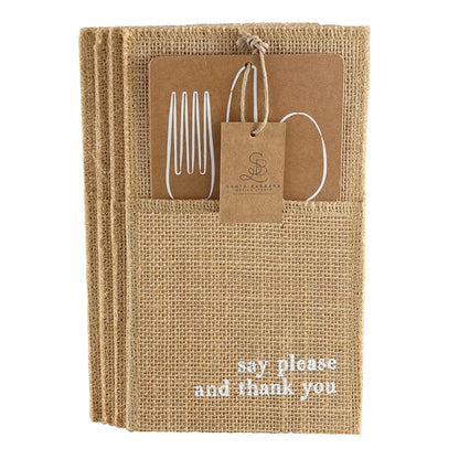 Face to Face Jute Utensil Holder - Manners - Set of 4