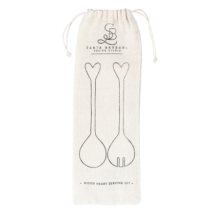 Wood Heart Salad Servers