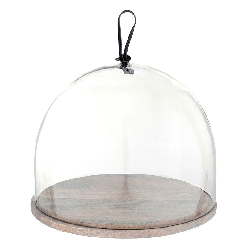 Wood Board with Glass Cloche