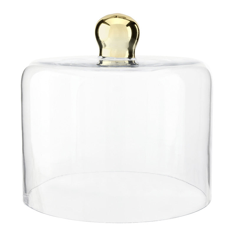 Glass Dessert Trays + Cloche - Gold Knob