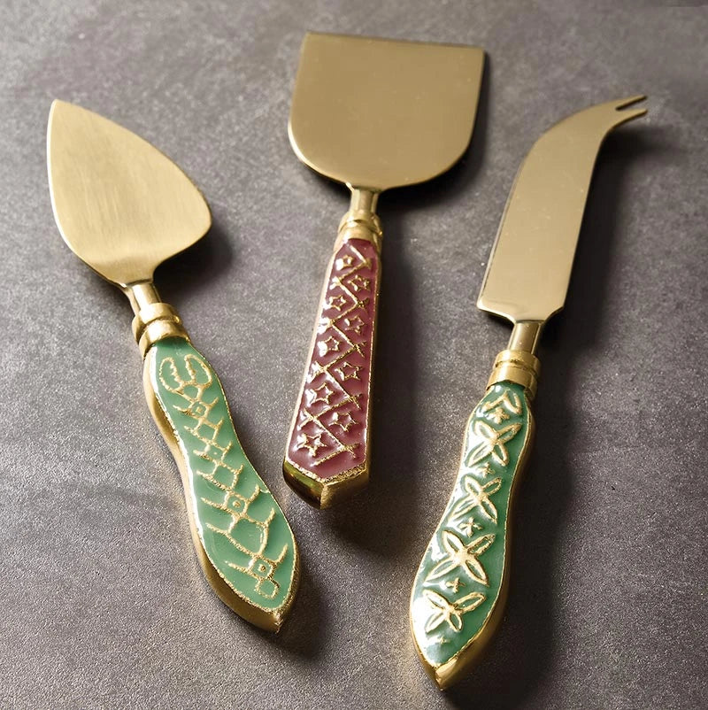 Enamel Handle Cheese Knives - Traditional