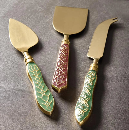 Enamel Handle Cheese Knives - Traditional