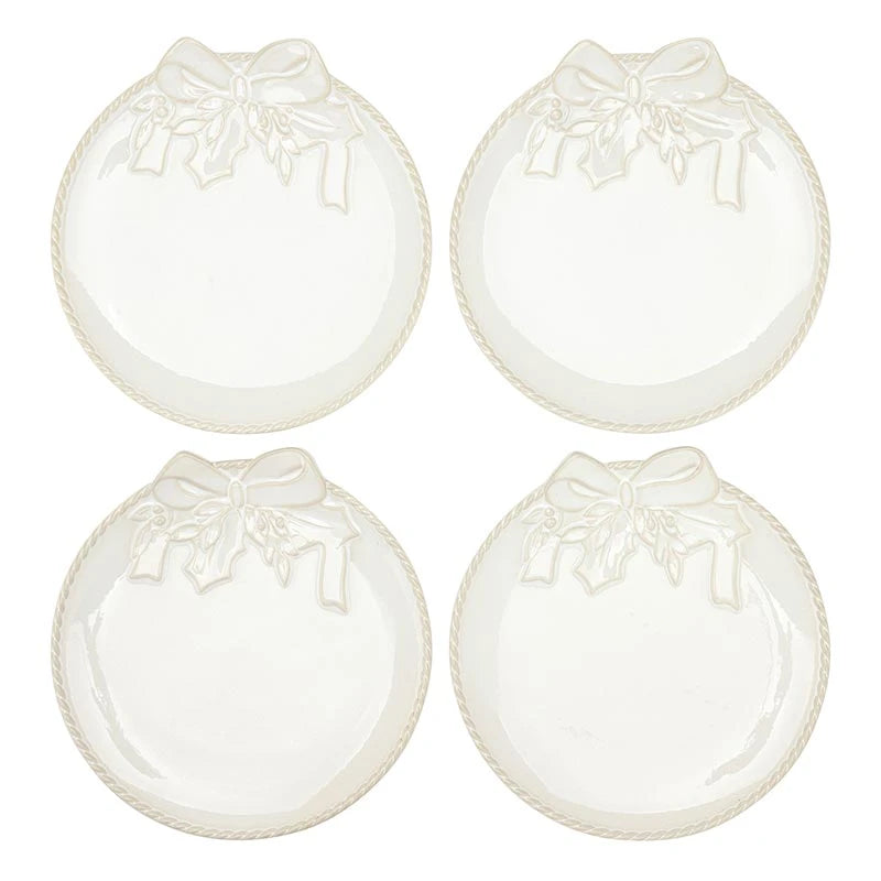 Ceramic Wreath Appetizer Plates - Set of 4