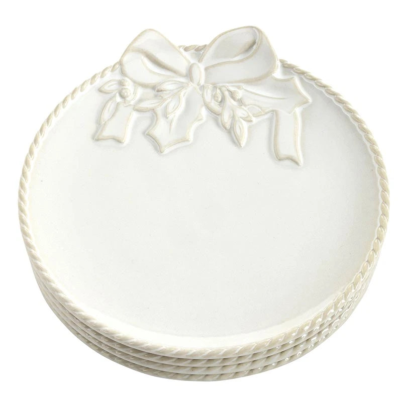Ceramic Wreath Appetizer Plates - Set of 4