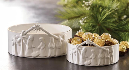 Ceramic Nativity Bowl 6"