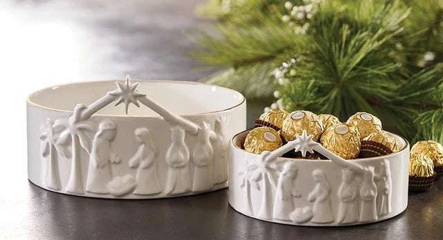 Ceramic Nativity Bowl 8"