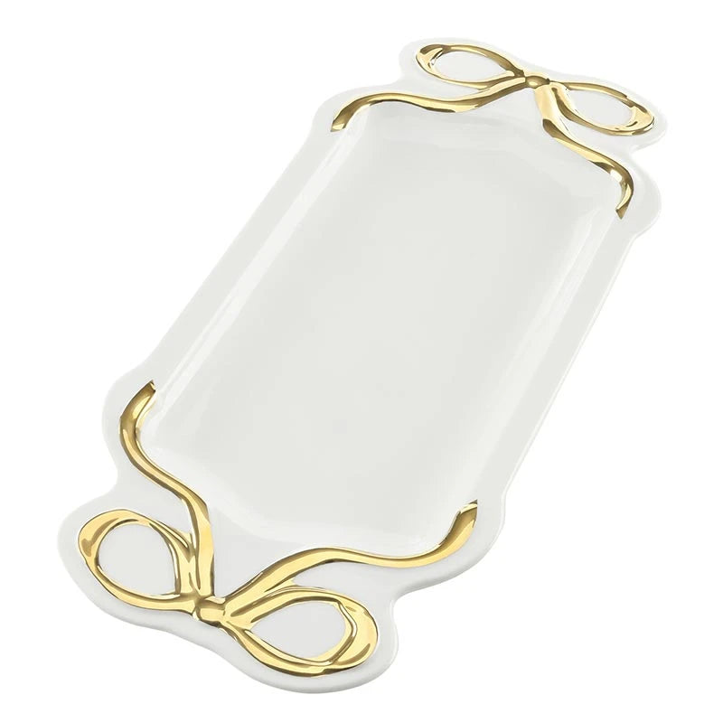 Ceramic Bow Platter - Gold