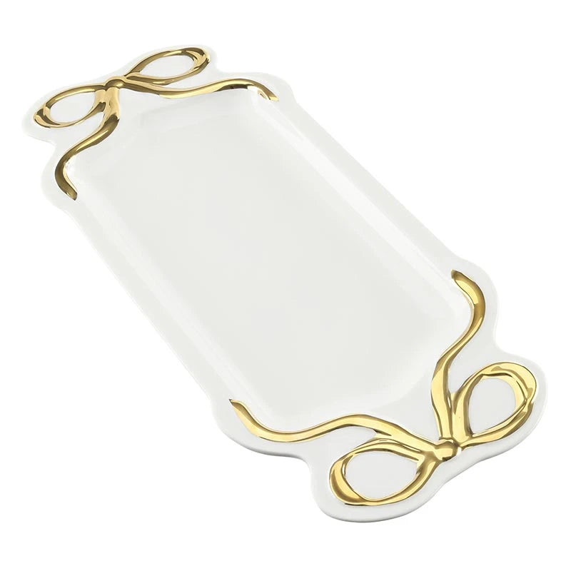 Ceramic Bow Platter - Gold