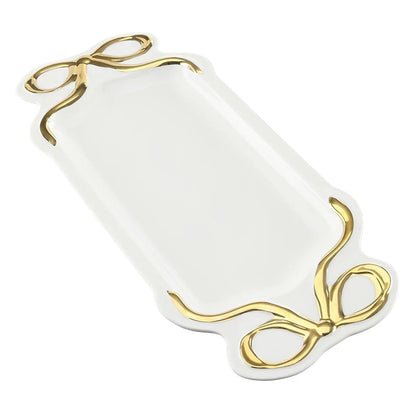 Ceramic Bow Platter - Gold