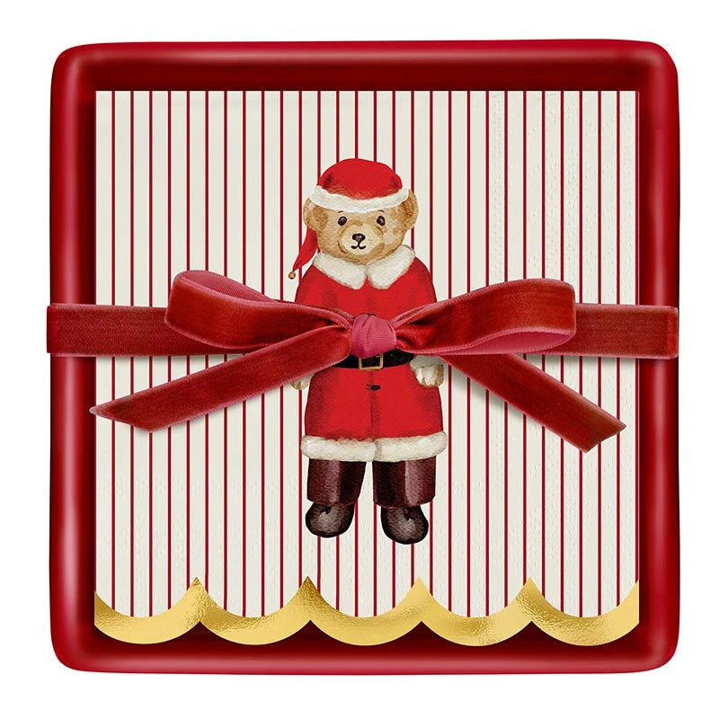Ceramic Napkin Tray + Napkins - Merry Bear
