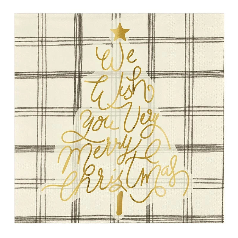 Ceramic Napkin Tray + Napkins - Merry Christmas