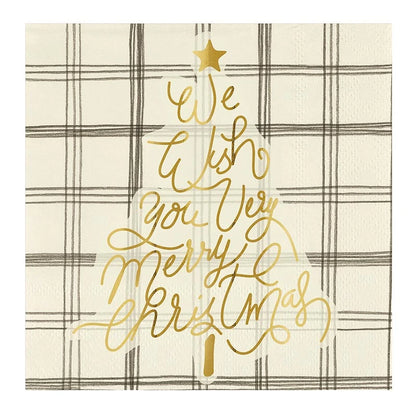 Ceramic Napkin Tray + Napkins - Merry Christmas