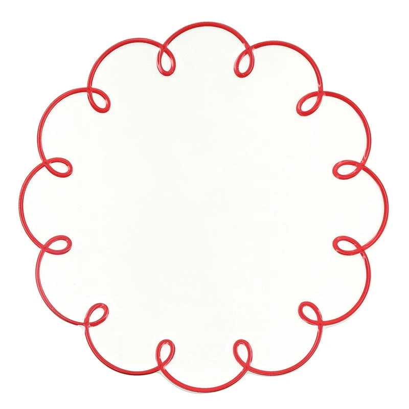 Scalloped Appetizer Plates - Red - Set of 4