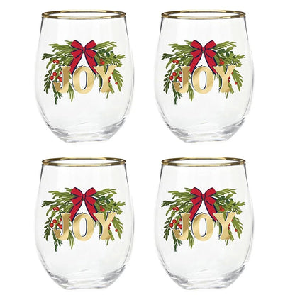 Boxed Stemless Wine Glass Set - Joy