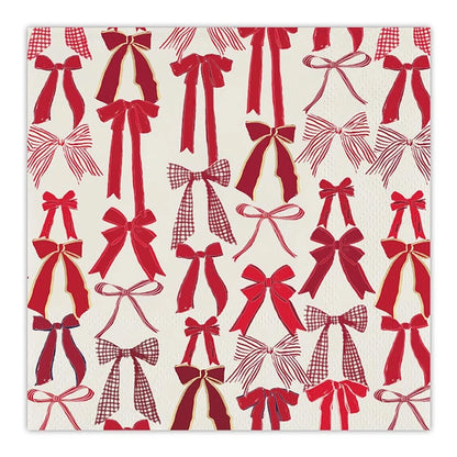 Ceramic Napkin Tray + Napkins - Red Bows