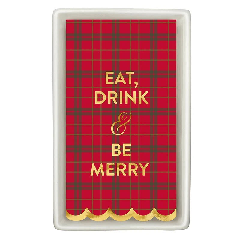 Ceramic Guest Napkin Tray + Napkins - Eat Drink and Be Merry