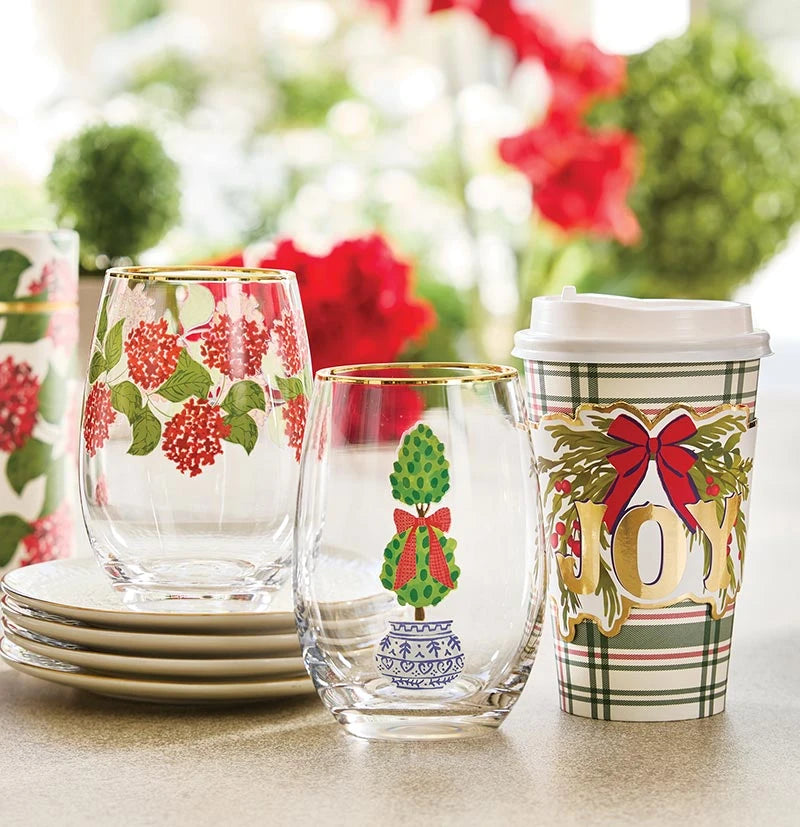 Wine Glass in Tube Packaging - Holiday Topiary