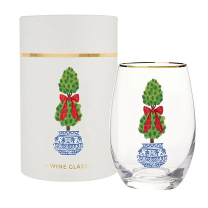 Wine Glass in Tube Packaging - Holiday Topiary
