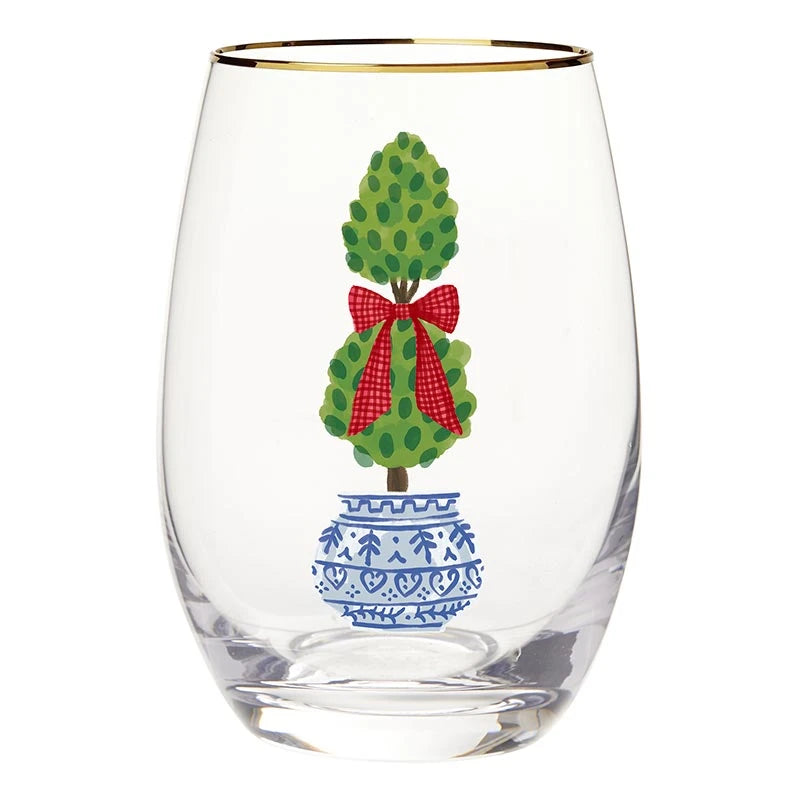 Wine Glass in Tube Packaging - Holiday Topiary