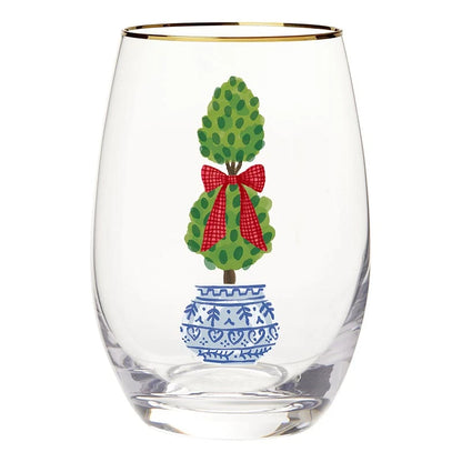 Wine Glass in Tube Packaging - Holiday Topiary