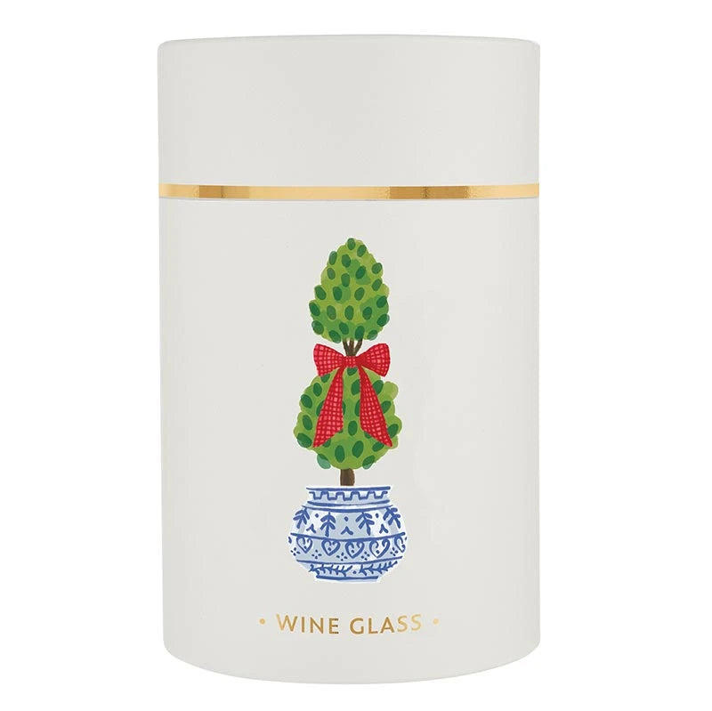 Wine Glass in Tube Packaging - Holiday Topiary