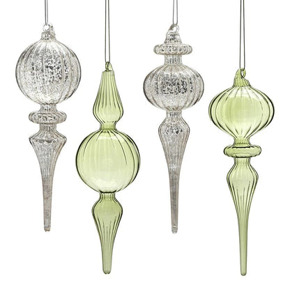 Finial Glass Ornament Set - Green Mist - Small