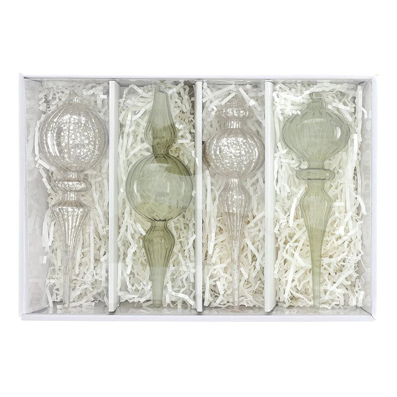 Finial Glass Ornament Set - Green Mist - Small