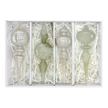 Finial Glass Ornament Set - Green Mist - Small