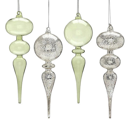 Finial Glass Ornament Set - Green Mist - Large