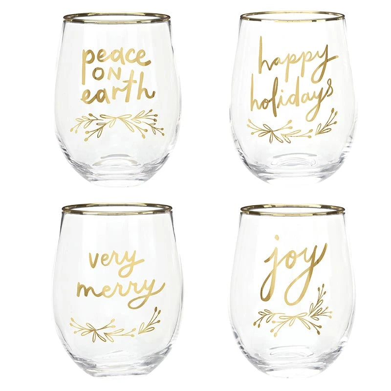Boxed Stemless Wine Glass Set - Verry Merry