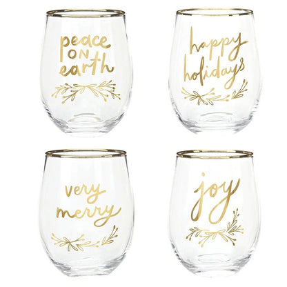 Boxed Stemless Wine Glass Set - Verry Merry